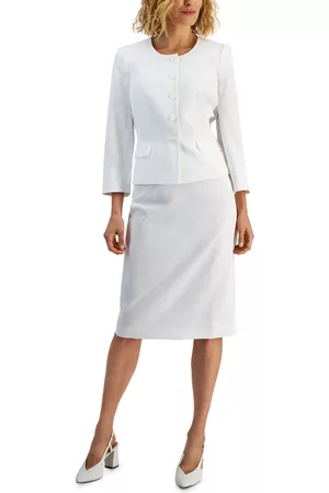 Le Suit Women's Snap Front Skirt Suit, Regular and Petite Sizes