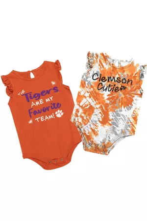 Colosseum Baby Swimsuits - Girls Newborn and Infant Clemson Tigers Two Bits Two-Pack Bodysuit Set