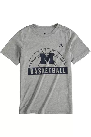 Jordan Boys Sports T-Shirts - Boys Youth Brand Michigan Wolverines Basketball and Logo Performance T-shirt