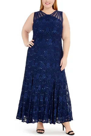R & M Richards Plus Size Sequin Lace Gown