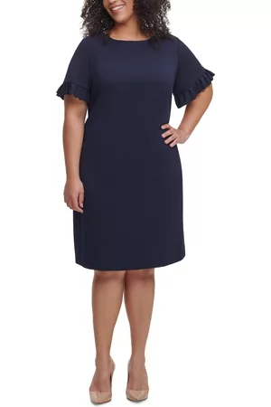 Tommy Hilfiger Women Shift Dresses - Plus Size Ruffle-Sleeve Shift Dress