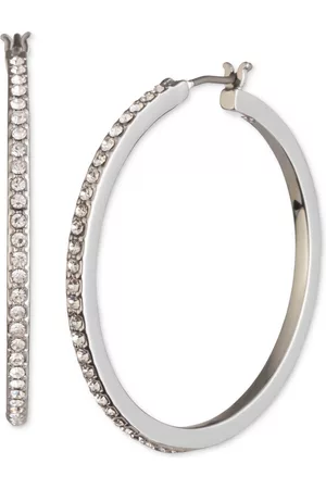 Karl Lagerfeld Medium Pave Hoop Earrings, 1.22"