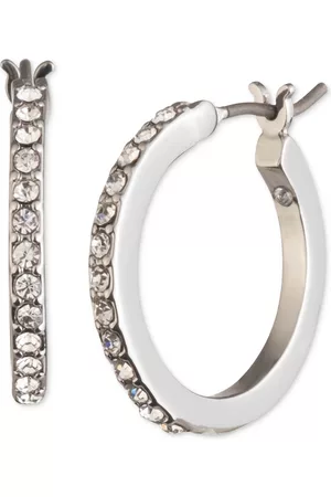 Karl Lagerfeld Small Pave Hoop Earrings, 0.54"