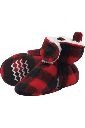 Hudson Baby Boys Hudson Cozy Fleece and Faux Shearling Booties, Cream Heather Gray, 0-6 Months