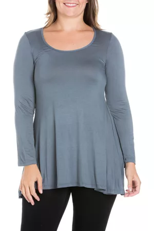 24Seven Comfort Apparel Women's Plus Size Poised Swing Tunic Top