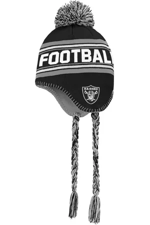 Outerstuff Preschool Boys and Girls Black and Silver Las Vegas Raiders Jacquard Tassel Knit Hat with Pom - Black, Silver