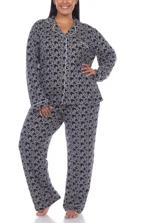 White Mark Plus Size 2 Piece Long Sleeve Heart Print Pajama Set