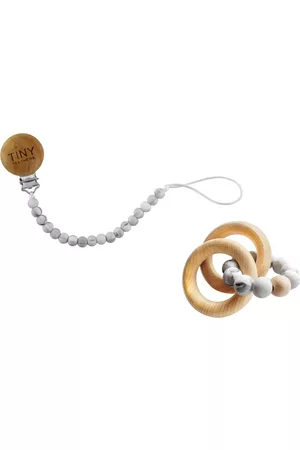 Tiny Teethers Designs 3 Stories Trading Tiny Teethers Infant Silicone And Beech Rattle And Pacifier Clip Set