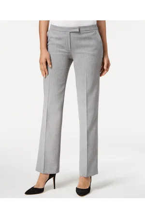Kasper Tab-Waist, Straight-Fit Modern Dress Pants - Grey/Black