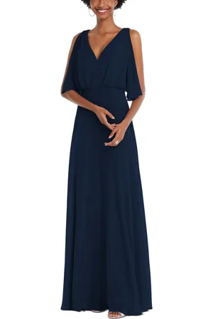 AFTER SIX Plus Size V-Neck Split Sleeve Blouson Bodice Maxi Dress