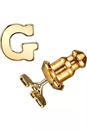 2028 14K Gold-Dipped Initial Button Earrings - G