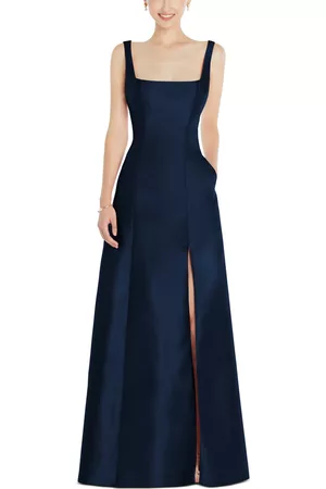 Alfred Sung Women Evening dresses - Front-Slit Satin Gown