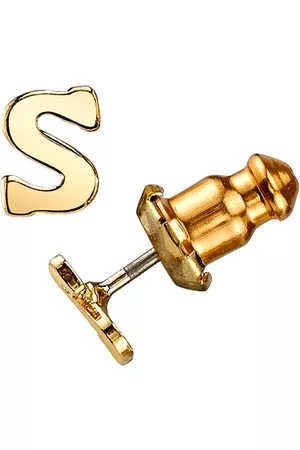2028 14K -Dipped Initial Button Earrings - S