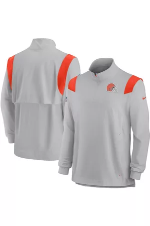 Nike Men's Cleveland Browns Sideline Coach Chevron Lockup Quarter-Zip Long Sleeve Top