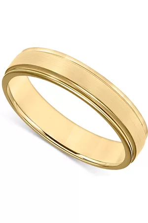 Macy's Men's Satin Finish Beveled Edge Band in 18k Gold-Plated Sterling Silver (Also in Sterling Silver)