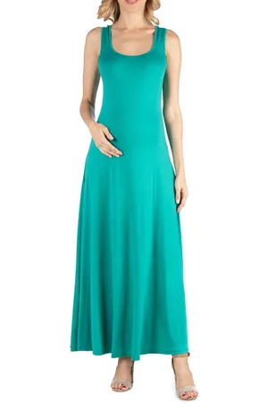 24Seven Comfort Apparel Slim fit A Line Sleeveless Maternity Maxi Dress