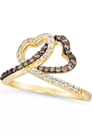 Le Vian Chocolate Diamond (1/4 ct. t.w.) & Nude Diamond (1/4 ct. t.w.) Interlocking Heart Ring in 14k Rose, Yellow or White Gold