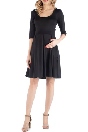 24Seven Comfort Apparel Fit and Flare Scoop Neck Maternity Dress
