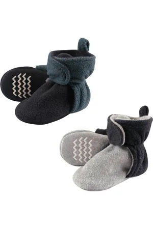 Hudson Baby Boys Hudson Cozy Fleece Booties 2pk, Mint Gray, 6-12 Months - Blue/Gray