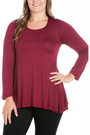 24Seven Comfort Apparel Women's Plus Size Poised Swing Tunic Top