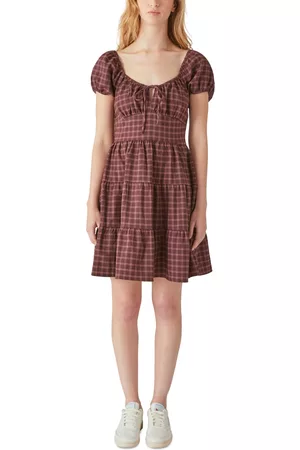 Lucky Brand Cap Sleeve Tiered Plaid Dress