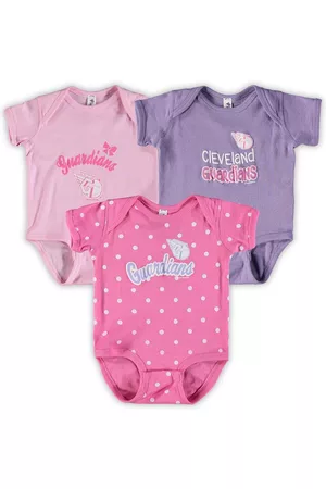 Soft As A Grape Infant Boys and Girls Pink, Purple Cleveland Guardians 3-Pack Rookie Bodysuit Set - Pink, Purple
