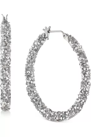 Karl Lagerfeld Crystal Hoop Earrings, 1-1/4"