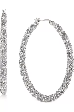 Karl Lagerfeld Crystal Hoop Earrings, 2"
