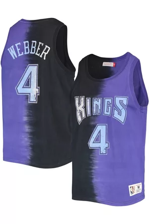Mitchell & Ness Men's Chris Webber Black and Purple Sacramento Kings Hardwood Classics Tie-Dye Name and Number Tank Top
