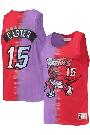 Mitchell & Ness Men's Vince Carter Purple and Red Toronto Raptors Hardwood Classics Tie-Dye Name and Number Tank Top