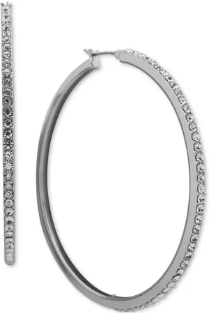 Karl Lagerfeld Large Pave Hoop Earrings, 2.2"