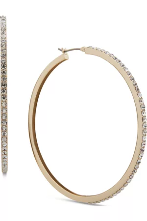 Karl Lagerfeld Large Pave Hoop Earrings, 2.2"