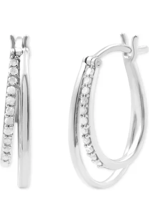 Marsala Diamond & Polished Double Oval Hoop Earrings (1/4 ct. t.w.) in