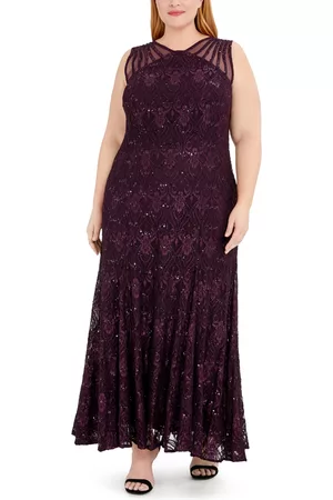 R & M Richards Plus Size Sequin Lace Gown