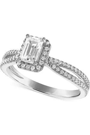 Alethea Certified Diamond Emerald-Cut Engagement Ring (7/8 ct. t.w.) in 14k featuring diamonds with the De Beers Code of Origin, Created fo