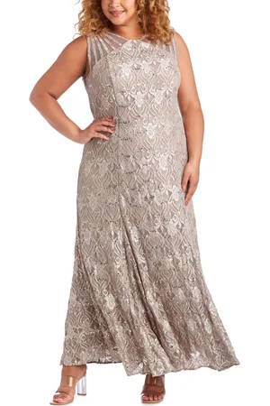 R & M Richards Plus Size Sequin Lace Gown