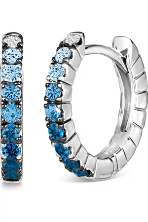 Le Vian Denim Ombre (1/4 ct. t.w.) & White (1/20 ct. t.w.) Small Hoop Earrings in 14k White Gold, 0.5"