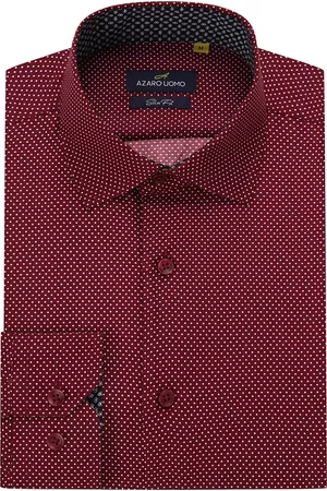 Azaro Uomo Men's Business Geometric Long Sleeve Button Down Shirt