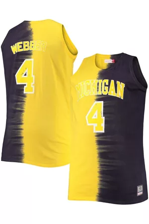 Mitchell & Ness Men's Chris Webber Navy, Maize Michigan Wolverines Big and Tall Player Tie-Dye Jersey