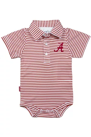 Garb Baby Swimsuits - Unisex Infant Crimson and White Alabama Crimson Tide Carson Striped Short Sleeve Bodysuit