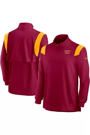 Nike Men Long sleeved Shirts - Men's Burgundy Washington Commanders Sideline Coach Chevron Lockup Quarter-zip Long Sleeve Top