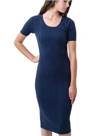 Hope & Henry Womens' Fitted Cable Sweater Dress