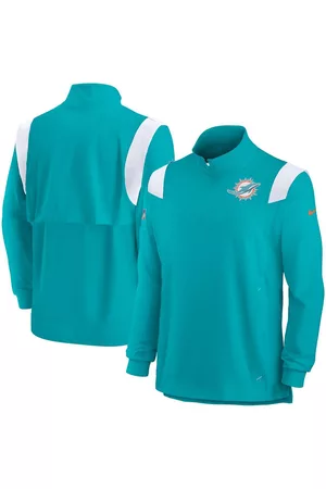 Nike Men Long sleeved Shirts - Men's Miami Dolphins Sideline Coach Chevron Lockup Quarter-zip Long Sleeve Top
