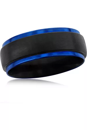 Blackjack Mens Stainless Steel Black and Band Ring