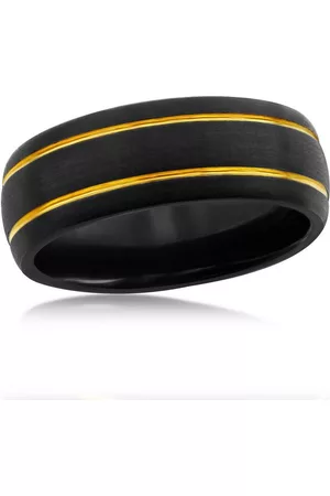 Blackjack Mens and Gold Double Stripe Tungsten Ring