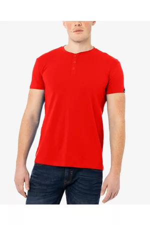 XRAY Men Short Sleeved T-Shirts - Men's Basic Henley Neck Short Sleeve T-shirt