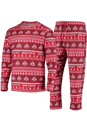 Concepts Sport Men's Ohio State Buckeyes Ugly Sweater Knit Long Sleeve Top and Pant Set