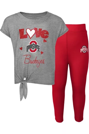 Outerstuff Toddler Boys Heathered Gray, Scarlet Ohio State Buckeyes Forever Love Team T-shirt and Leggings Set - Heathered Gray, Scarlet