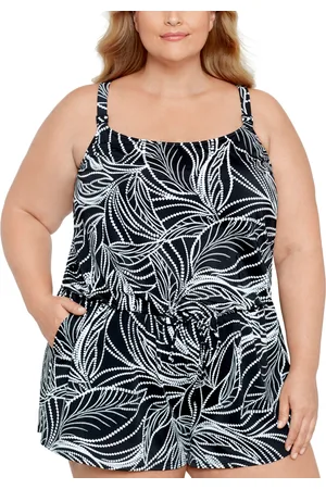 Swim Solutions Plus Size Tummy Control Romper, Created For Macy
