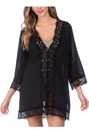 La Blanca Women Swimsuits - Island Fare Cotton Crochet-Trim Tunic Women's Swimsuit